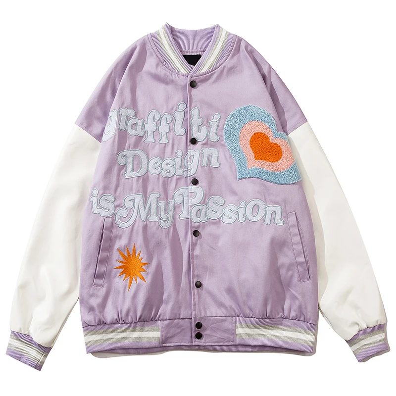Куртка мужская в стиле пэчворк Бомбер с вышивкой и надписью бейсбольная уличная