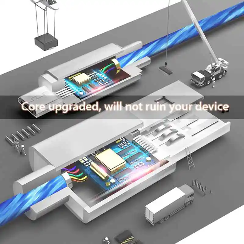 Светодиодный светящийся зарядный кабель Micro USB Type C для Iphone X 8 Huawei Honor 9 Lite Xiaomi Redmi Note