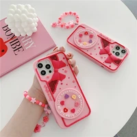 pink girl 3d bown knot bracelet phone case for redmi 10x k20 k30 note 7 8 for xiaomi 8 9 cc9 10 pro lite camera lens shell cover
