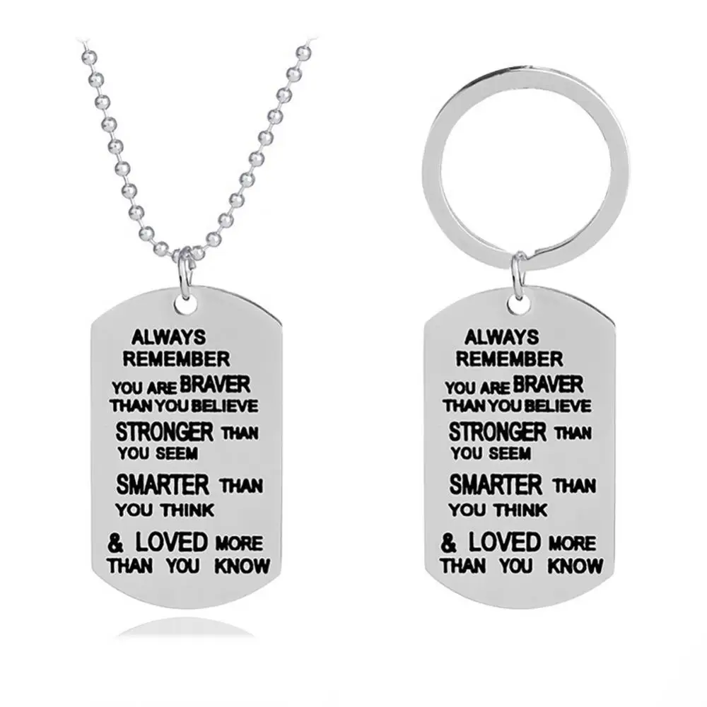 

70% Hot Sell Inspirationg Pendant Necklace Stainless Steel Cool Jewelry Lettering Keychains