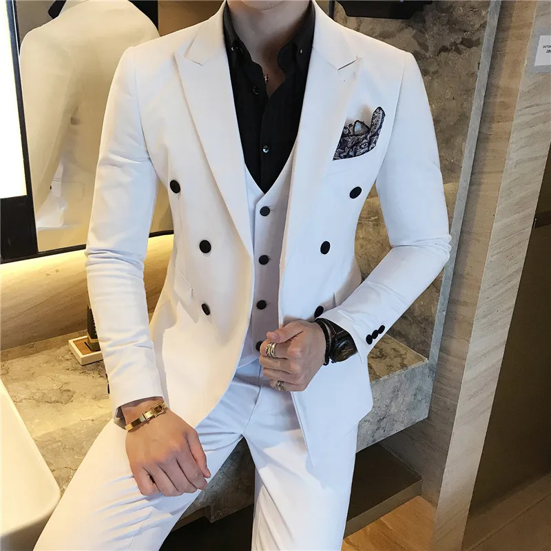 Plyesxale Slim Fit мужские s двойные приталенные пиджаки красный черный белый серый