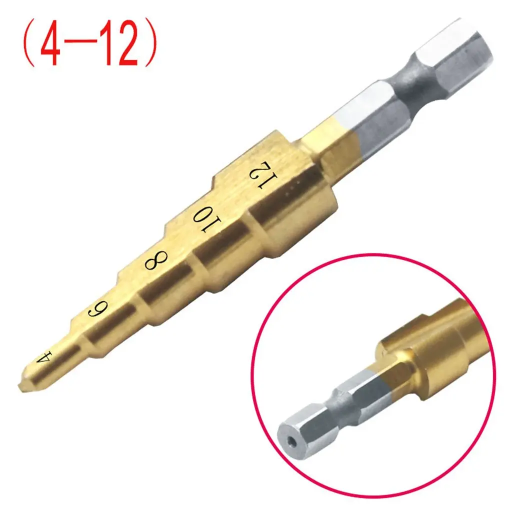 

High Quality 4241 Hexagonal straight groove stepped drill Titanium Plated Spiral Groove Multi-function Drills Drop Shipping Sale