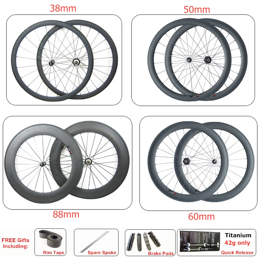 FIC 38 50 60 88mm deep Powerway R36 Straight pull hub wheel 23mm wide Tubular Clincher Tubeless 700c Carbon Road Bike Wheelset | Спорт и