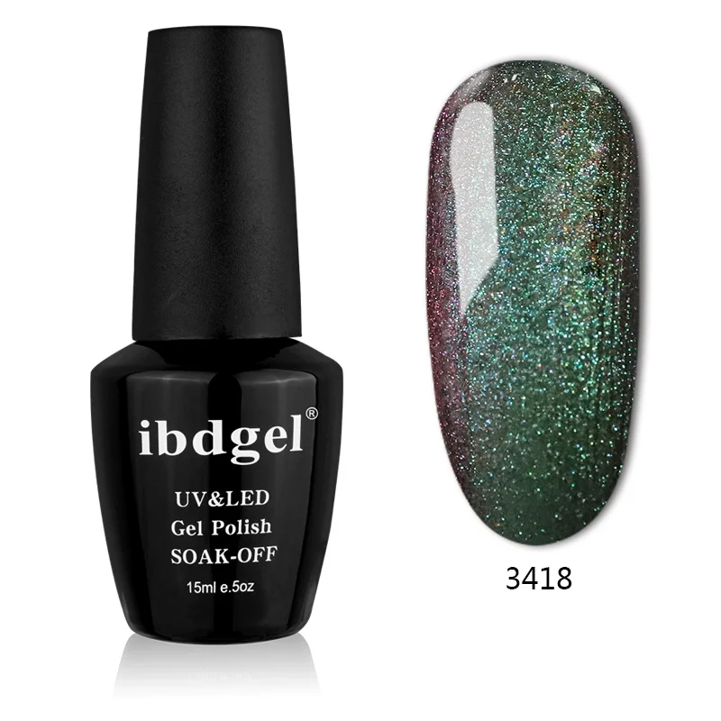 ibdgel 15ML Хамелеон Волшебный гель для ногтей Лак Замочить от УФ-геля Сияющий цвет Гель-лак Нужен черный цвет Основа Гель для ногтей Маникюр - Цвет: 3418