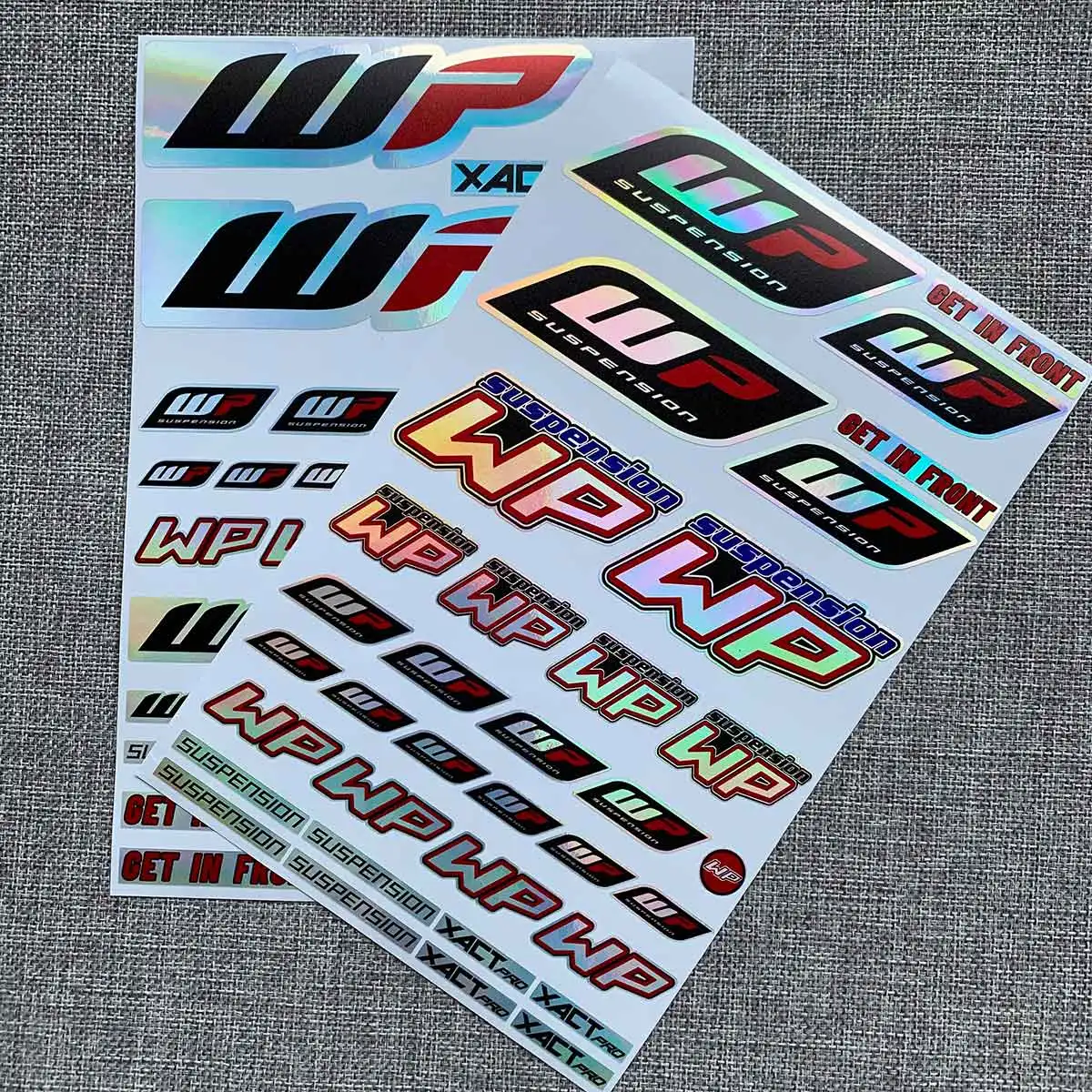 

WP Moto Sticker Accessory Laser Rainbow Suspension Modification decoration Motorcycle Waterproof Decal 35PCS/Lot 18CM x 27CM