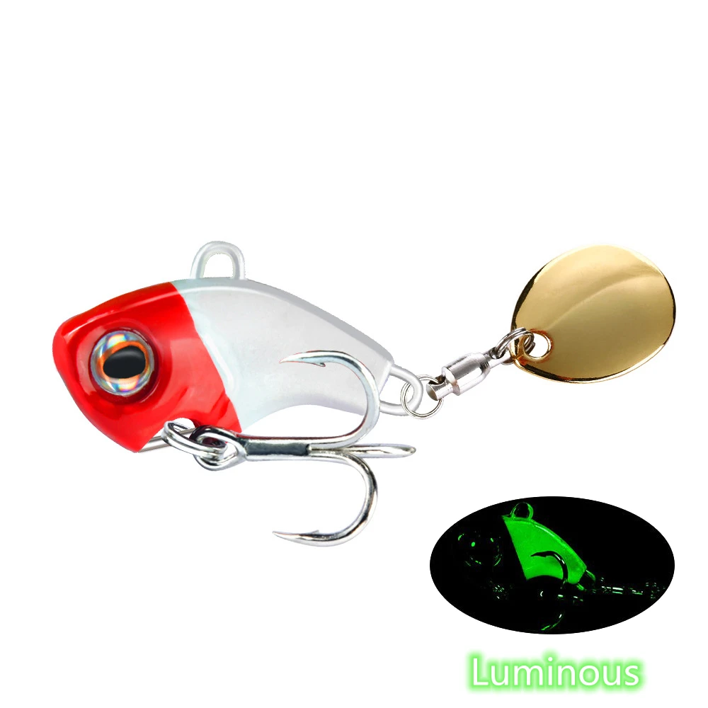 1PCS Rotating Metal VIB 9g/13g/16g/22g Wobbler Fishing Lure Sequins Tail Spinner Sinking Baits Spoon Crankbait  Fishing Tackle