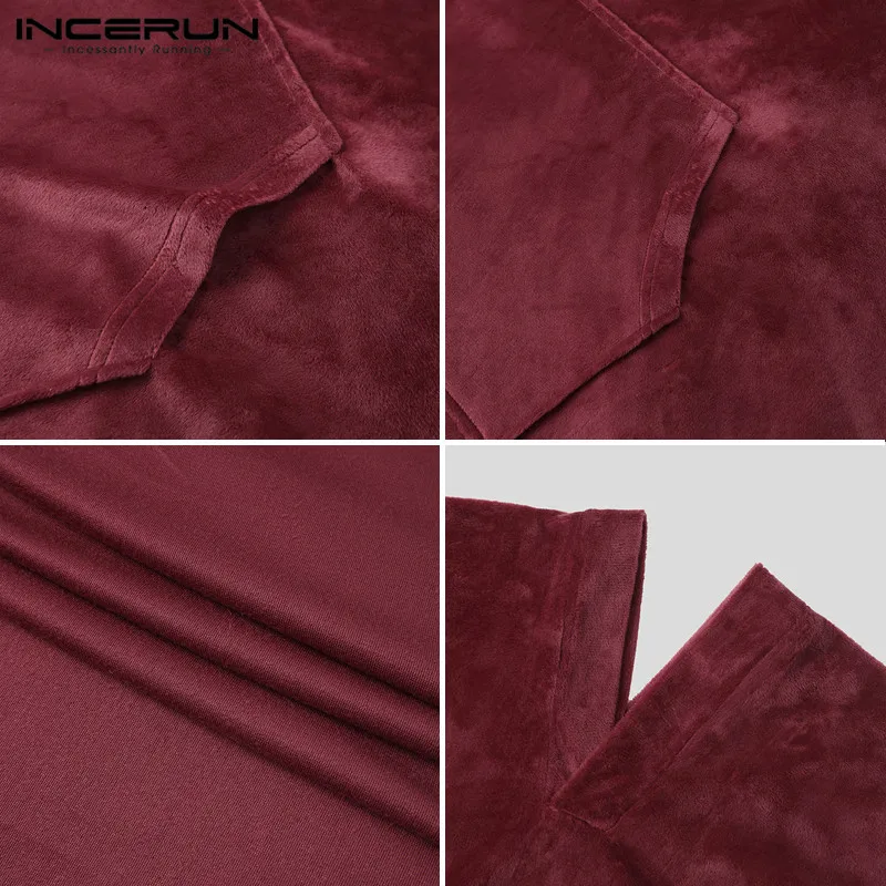 

Mens Solid Color Cloak Bathrobes Leisure V Neck Loose Sleep Robes Man Flare Sleeve Homewear Comfortable Lounge INCERUN S-5XL 7