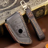 handmade leather remote key cover holder case keychain for bmw 1 2 3 4 5 6 7 series x1 x3 x4 x5 x6 f30 f34 f10 f07 f20 g30 f15