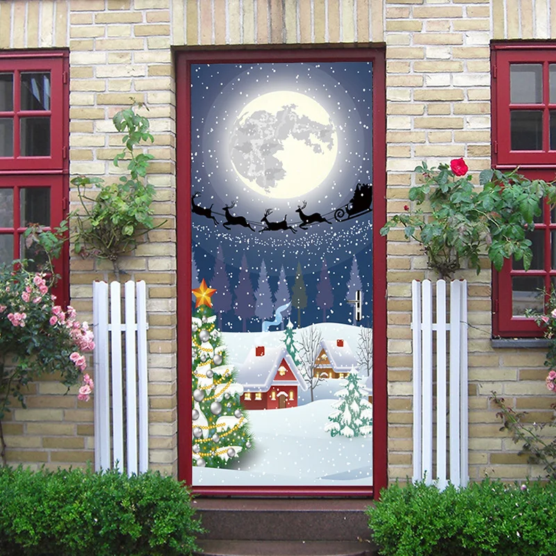 Украшение для дома водонепроницаемый подарок Рождественская дверная наклейка