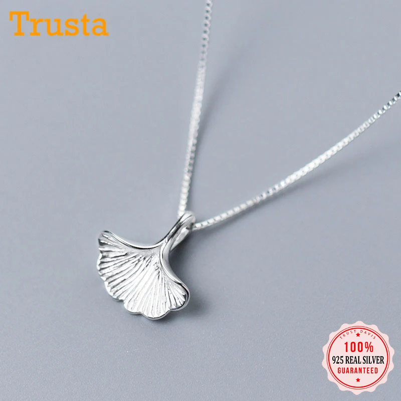 Trusta Женская мода 925 Стерлинговое серебро ювелирные изделия Ginkgo Biloba лист кулон