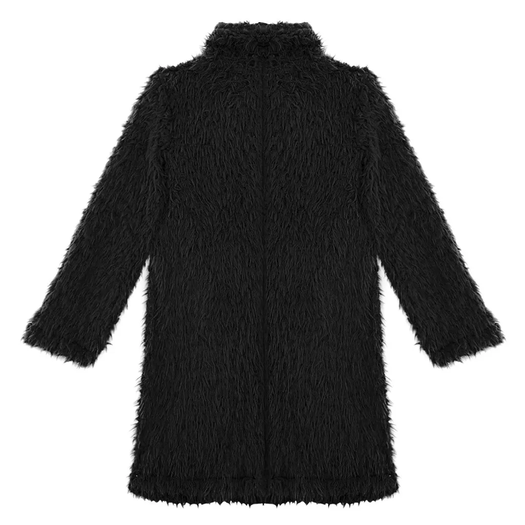 Faux Fur Coat Plus Size Women Autumn Winter Fluffy Plush Coat Solid Lapel Long Sleeve Cardigan Coat Warm Soft Outwear