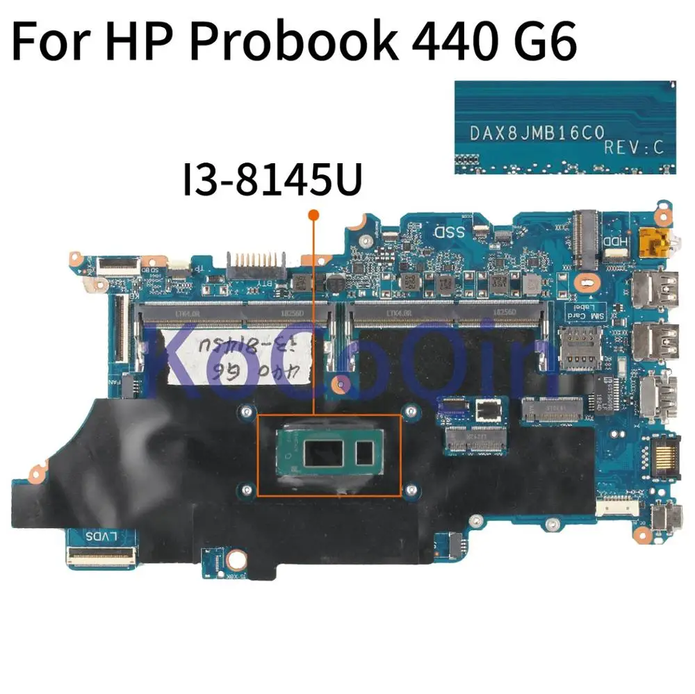 Para hp probook 440 g6 I3-8145U notebook mainboard dax8jmb16c0 computador portátil placa-mãe