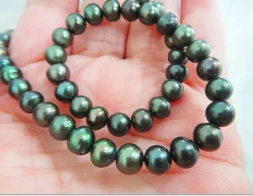 

Огромное ожерелье с жемчугом таитянского черного и зеленого цвета, 18 дюймов, 10-11 мм, ювелирные цепи, ожерелье для женщин, жемчужное ожерелье