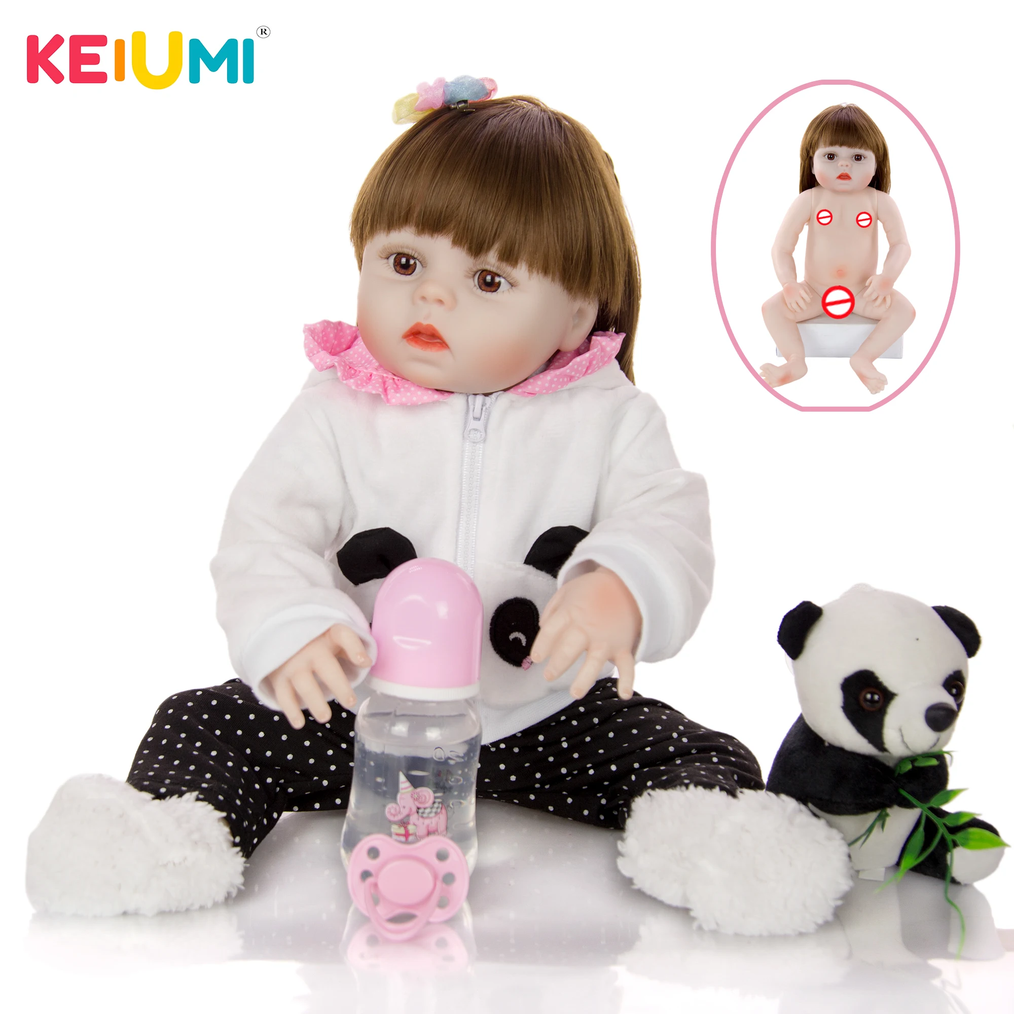 KEIUMI 19 дюймов милые куклы Reborn Meninas для младенцев полностью силиконовые Bebes с милой