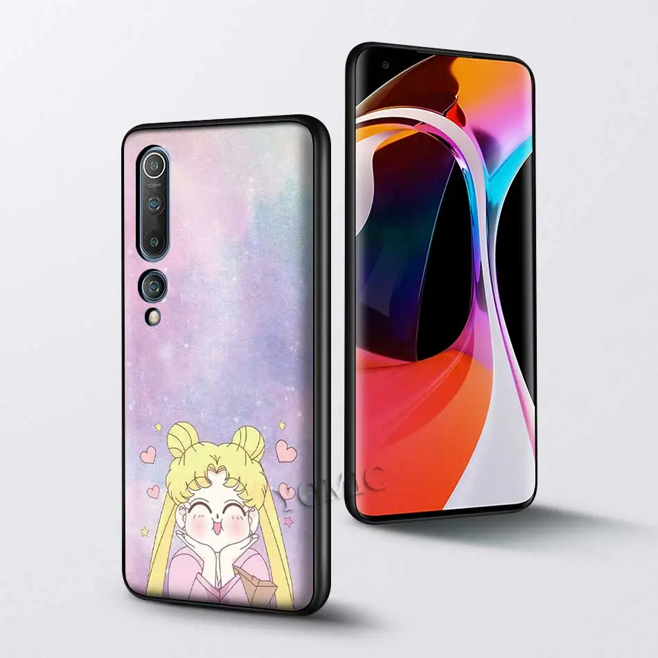 

Sailor Moon Crystal Case for Xiaomi Mi Poco X3 NFC F1 9T Note 10 Lite CC9 CC9e 9 10T Pro 5G A2 Lite Black TPU Phone Cover
