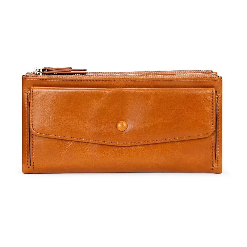 

Fashion 100% Genuine Leather Wallet female Coin Purse Portomonee Clutches Long Clamp for Money Lady Wallets Card Holder Girls
