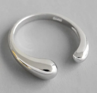 Silver Color F.I.N.S двухцветные 925 серебряных колец для женщин модный простой дизайн капли воды открытый стерлингового серебра кольца ювелирные украшения для женщин - Цвет основного камня: Silver Color