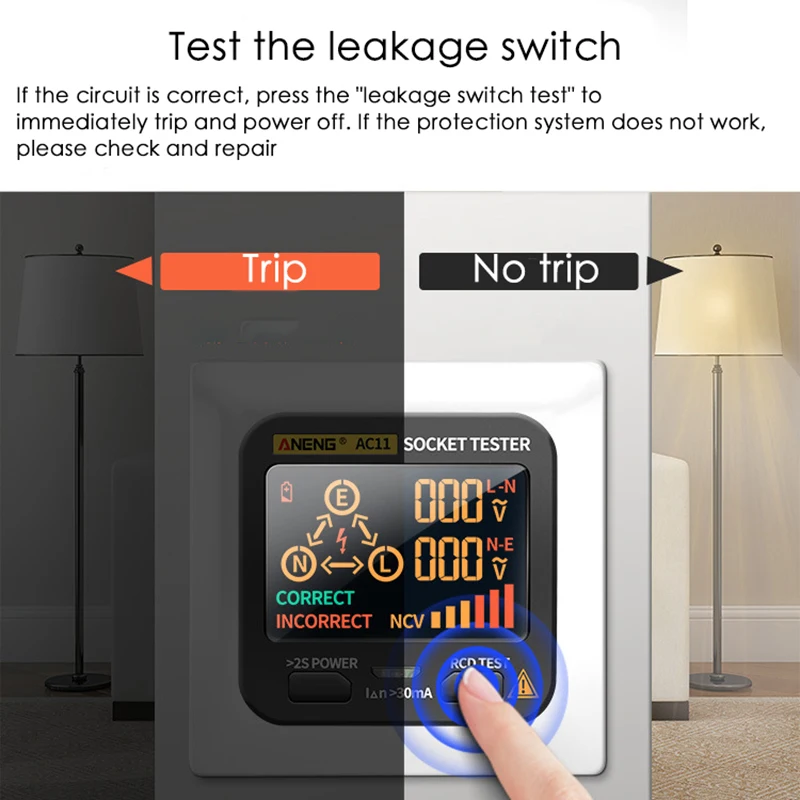 Тестер с розеткой для электропитания тестер обнаружения проводки настенный