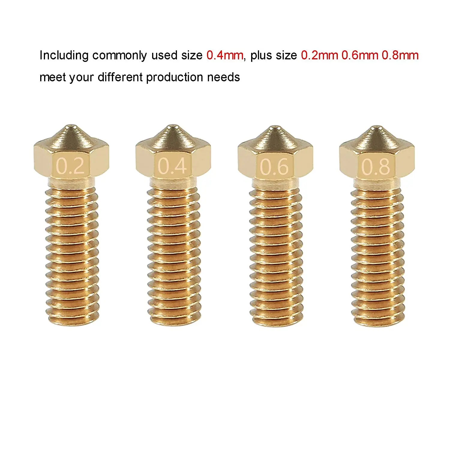 20 шт. набор сопел V6 Volcano из латуни 0.2мм 0.4мм 0.6мм 0.8мм дополнительные сопла экструдера 1.75мм филамента с иглами для чистки