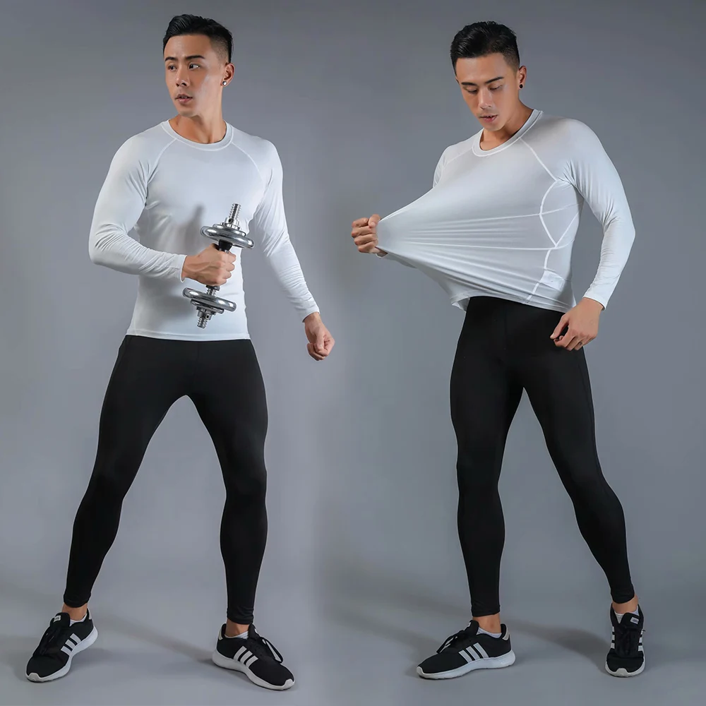 Mens Sportswear 2 pieces Workout Running Fitness Clothing Suit Sets Sports Active Mans Suits Men Exercise | Спорт и развлечения