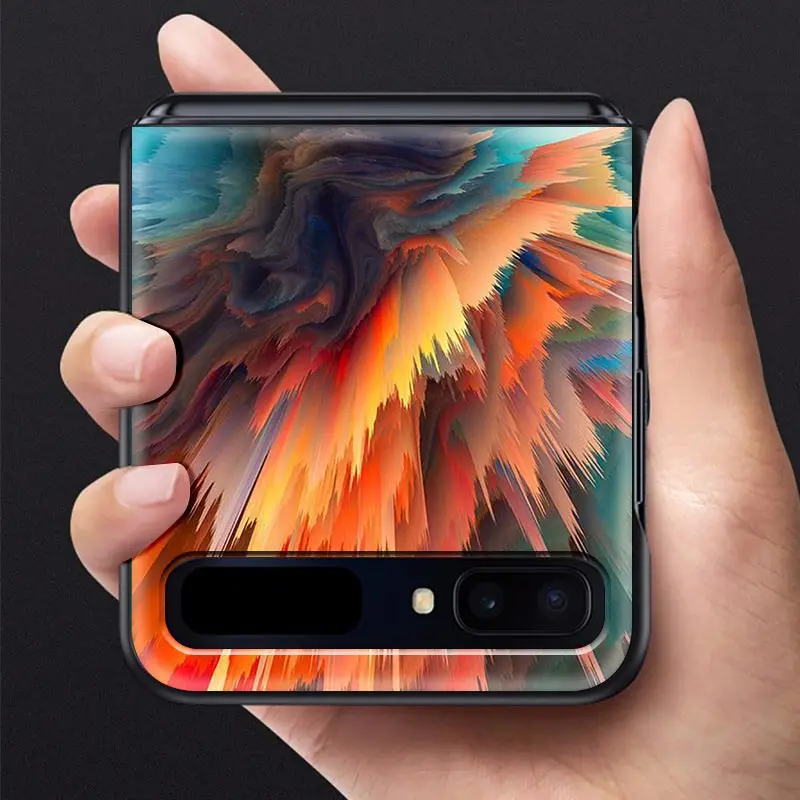 phone case for samsung galaxy z flip cover for zflip 5g cover black hard shell back luxury capa fundas colour marble texture free global shipping