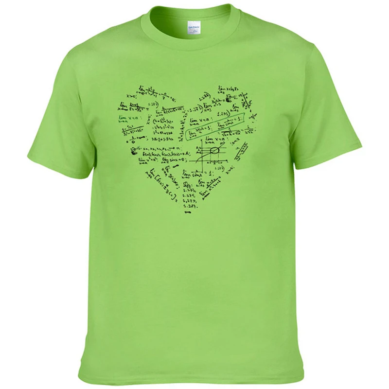 

Math formula heart shape 2020 summer fashion print men and women round neck hip hop casual short sleeve sports T-shirt