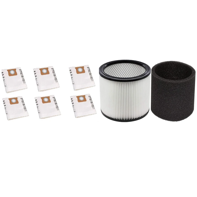 

6 Pcs Universal Dry Vac Dust Bag & 2 Pcs Foam Sleeve Filter