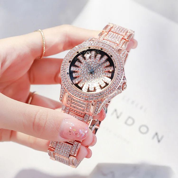 

LONGBO Rotation Watch For New Arrival Japan Quartz Movement Stainless Steel Wristwatch Rose Gold Flower Watches for Women 2020