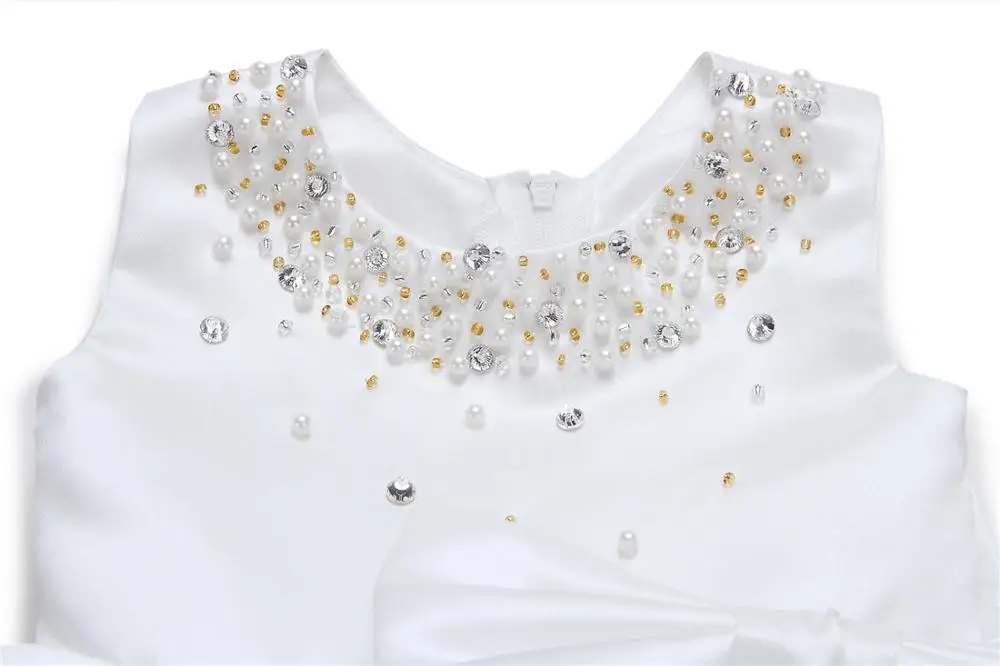 Наряд с бусинами для девочек на 1 й день рождения многослойное фатиновое платье