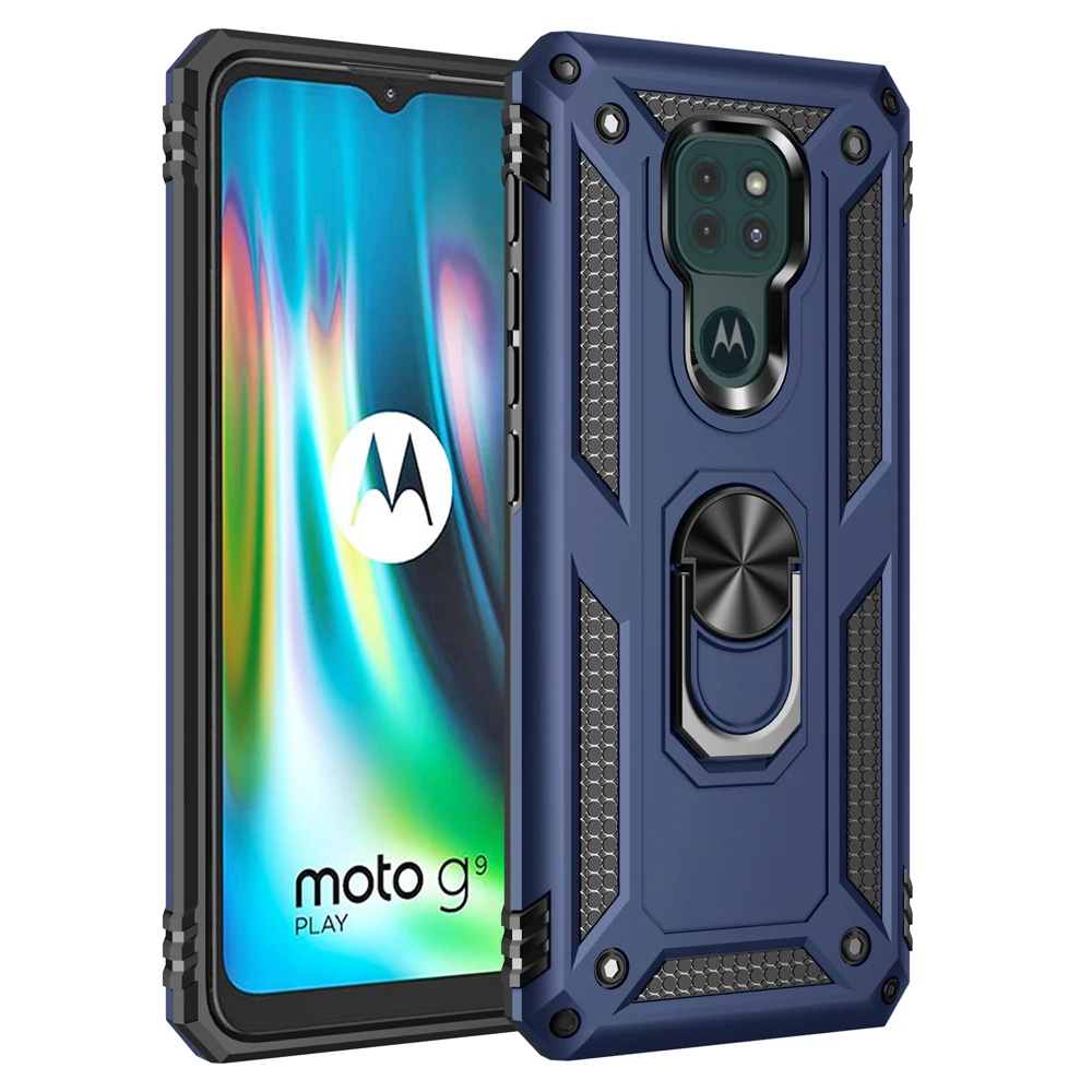 Чехол подставка с кольцом для Motorola Moto One G Stylus G9 Play Power E7 Plus 2021 G9play E7plus ударопрочный