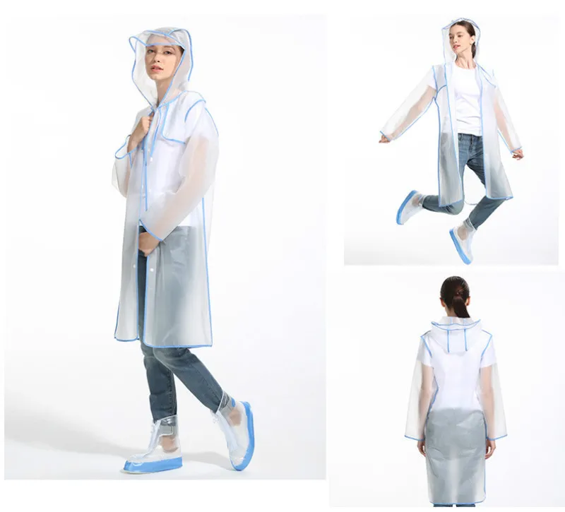 Прозрачный дождевик из ЭВА для женщин и мужчин Модный непромокаемый плащ