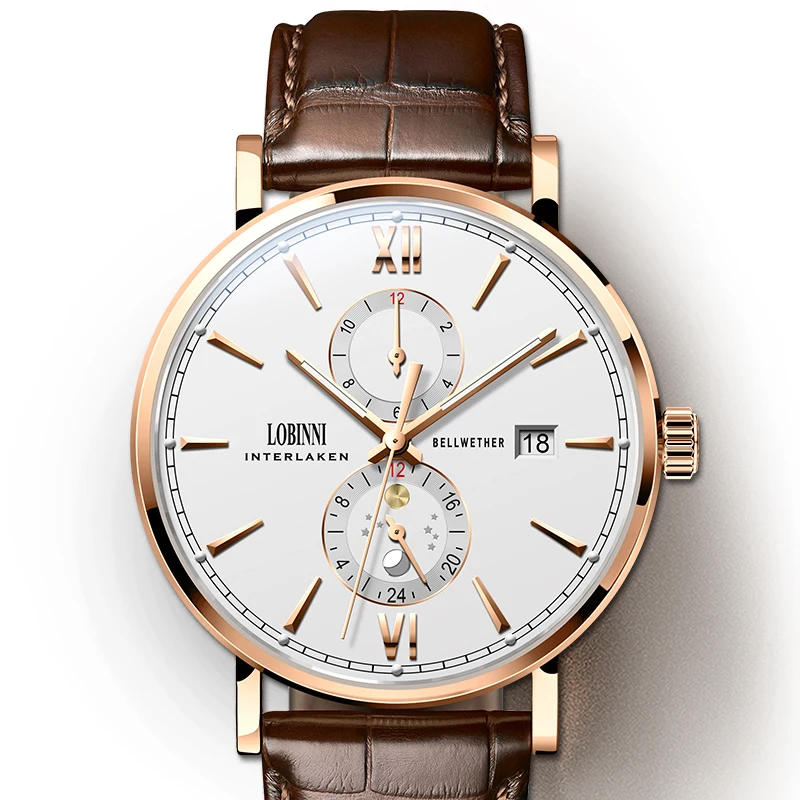 Мужские автоматические механические часы Switzerland LOBINNI мужские люксового бренда