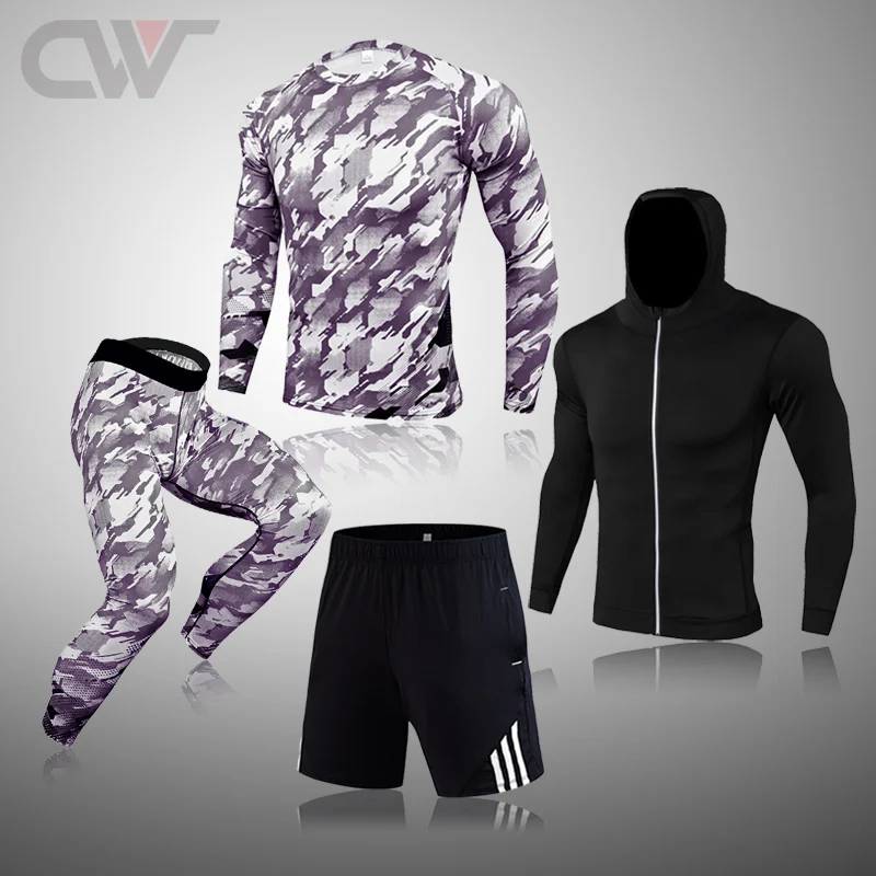 Быстросохнущий мужской спортивный костюм мужские комплекты Компрессионные