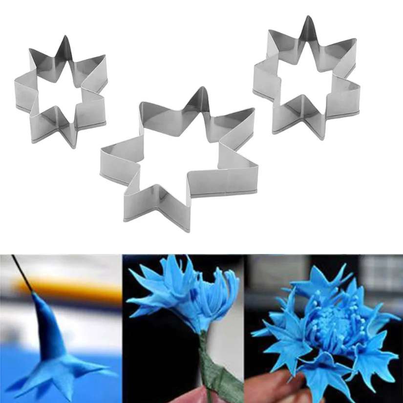 

Wholesale 10 Sets(3 pcs/set) Datura Petal Set Stainless Steel Candy Biscuit Cookie Cutters Fondant Cake Decorating Tools