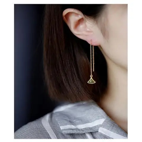 

New S925 Sterling Silver Long Ear Threads Face Repair Fairy Feeling Natural Jasper Southern Red Agate Temperament Dangle Earrin