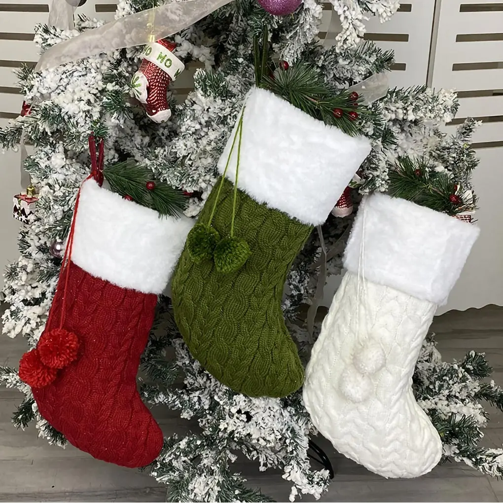 

New Year Christmas Stocking Sack Xmas Gift Candy Bag Christmas Decorations for Home Sock Christmas Tree Decor