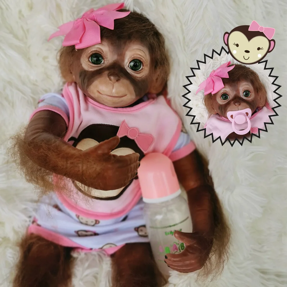 NPK New Boneca Reborn 20 дюймов мягкая силиконовая виниловая Обезьяна 50 см Кукла Monkey