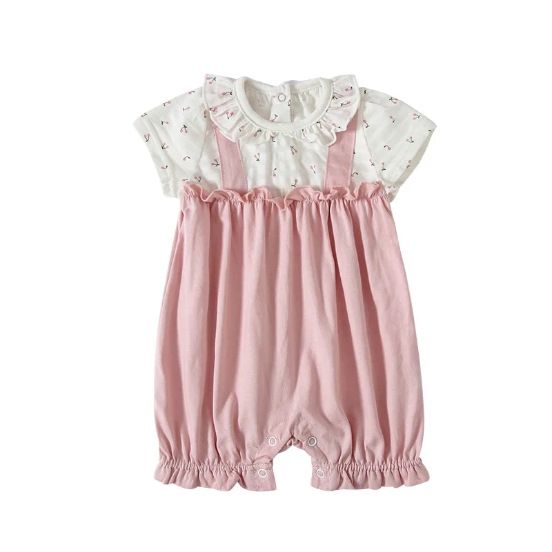 

Bodysuit Newborn Baby Girl Cute Clothes Cotton Floral Ruffle Bodysuits Toddler Girls Short Sleeve Jumpsuit Clothing For New Born