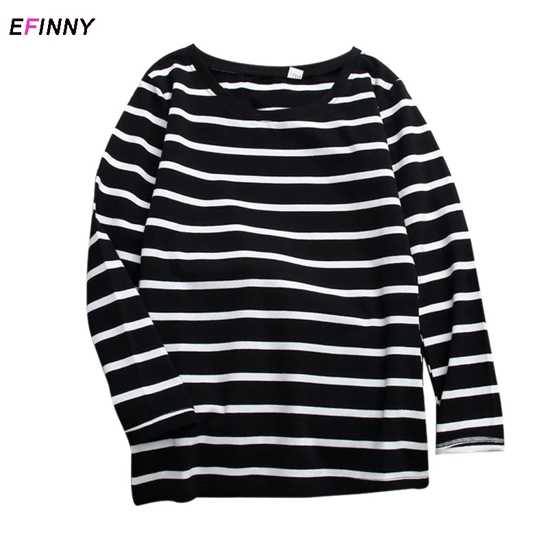 Женские свободные футболки с круглым воротником и принтом в полоску Свободные