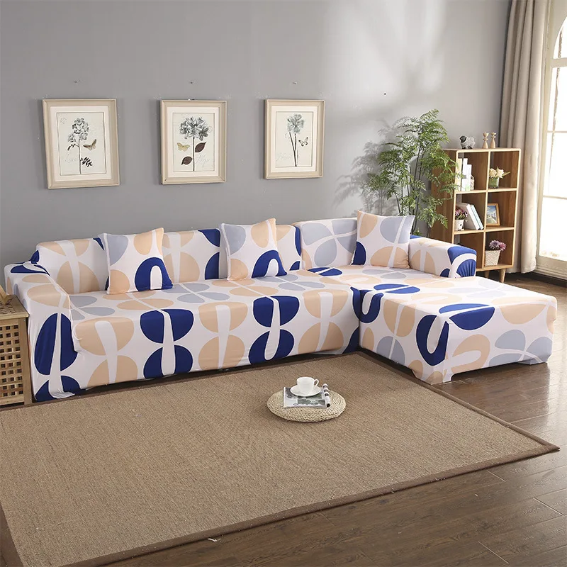 Цветной плюшевый утолщенный эластичный чехол для дивана секционный