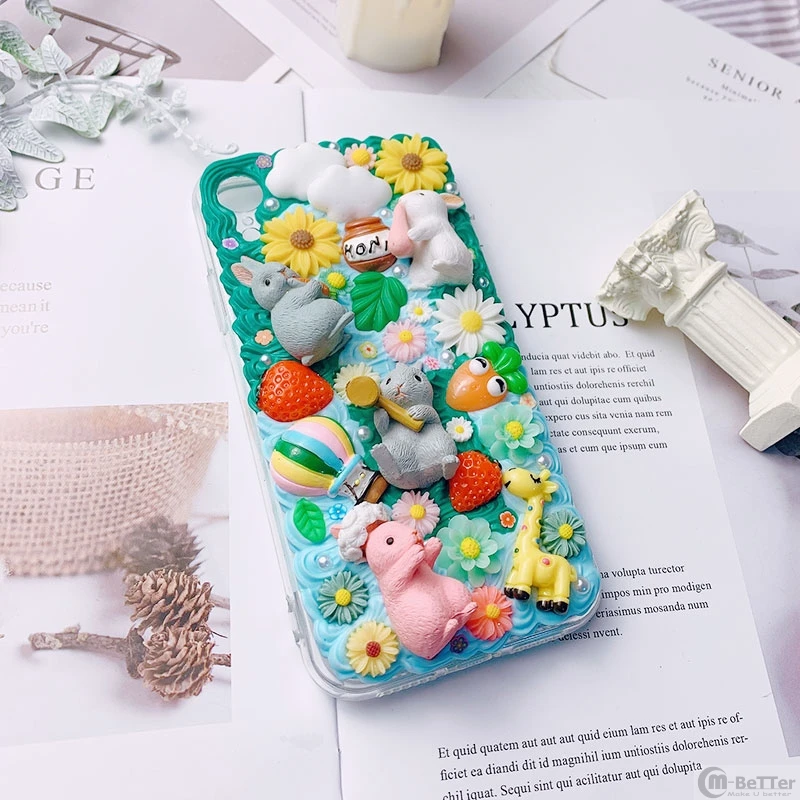 Чехол ручной работы сделай сам для iPhone 11 pro 3D чехол телефона с кроликом iP 12