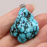 natural semi precious stone pendant green turquoise 30 40mm for diy jewelry making earrings necklace gift