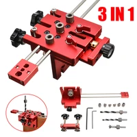 2021 aluminium alloy 3 in 1 woodworking hole drill punch positioner guide locator jig joinery system kit diy tools