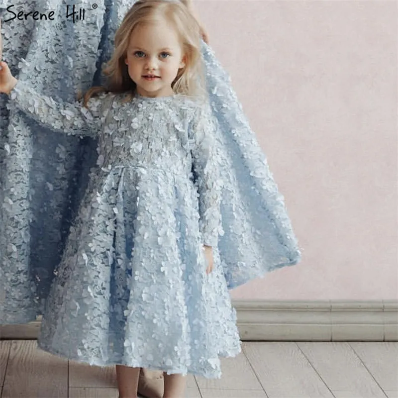 blue baby Последний дизайн синие Кристальные Цветы вечерние платья в мусульманском стиле с длинным рукавом длиной до щиколотки вечерние платья Serene Хилл LA60905 - Цвет: blue baby