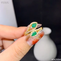 kjjeaxcmy fine jewelry 925 sterling silver inlaid natural gemstone emerald female miss girl woman new ring vintage support test