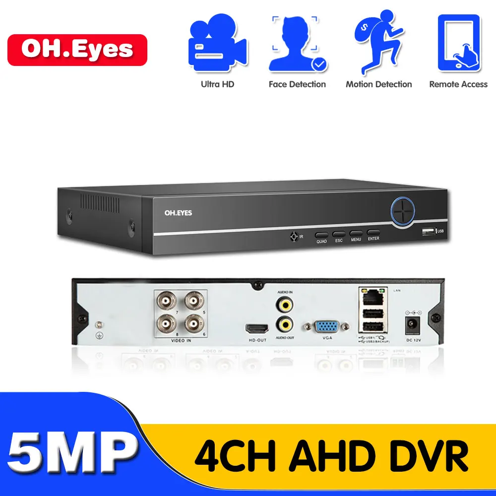 

HD 4 Channel DVR Video Recorder H.265+ 5MP 4MP 1080P 4CH 5 in 1 Hybrid DVR With 3G Wifi function for CCTV XVi TVi CVI IP Camera