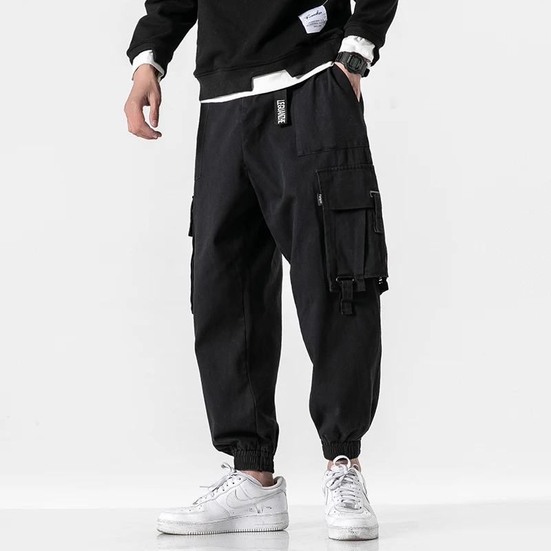 

Брюки-карго Мужские Винтажные, Джоггеры в стиле Харадзюку, повседневные штаны, шаровары в стиле хип-хоп, уличная одежда с большими карманами