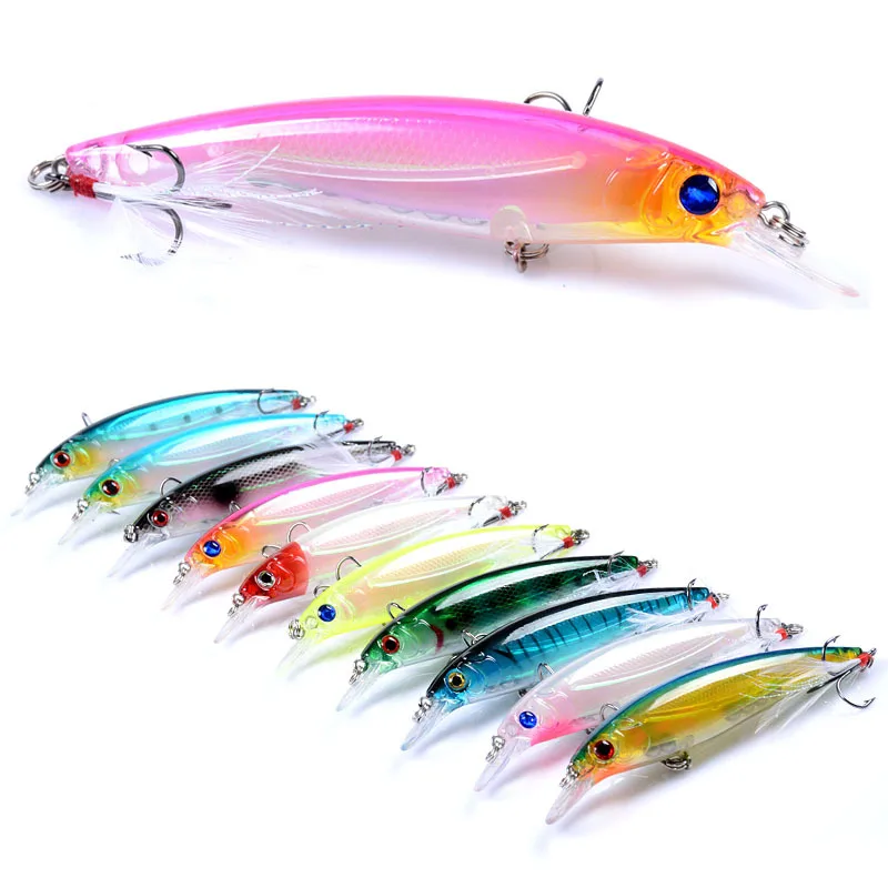 

1 Pcs Topwater Wobbler 3D Eyes Fishing Lure Minnow 11cm 13.4g Hard Bait 3 Fish Hooks Crankbait Floating Fishing Tackle