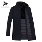 Мужской шерстяной Тренч SAMHI BUGLE, мужские куртки из 90% белого утиного пуха, толстое шерстяное пальто для мужчин, Мужское пальто большого размера M-XXXL 8866