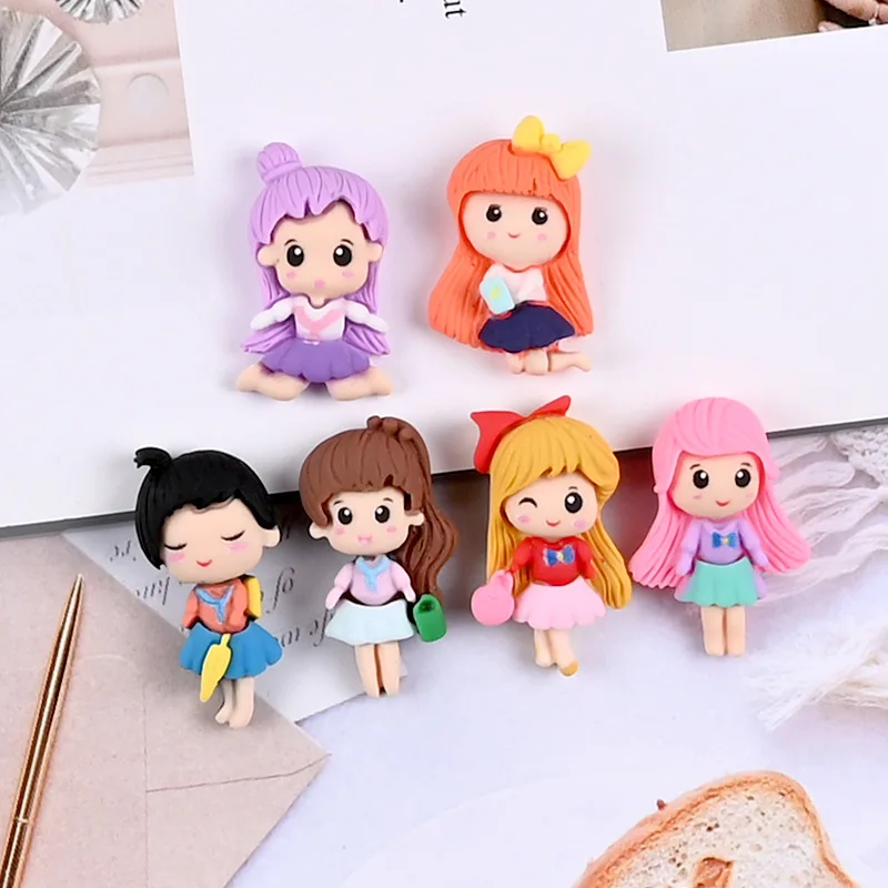 10Pcs Kawaii Girl Flatback Resin Cabochon Jewelry Making Accessories DIY Phone Decoration Hair Bows Center Scrapbooking Craft